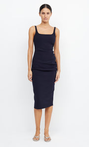 KARINA TUCK MIDI DRESS - INK