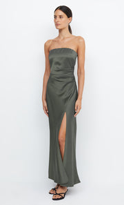 THE DREAMER STRAPLESS DRESS - DARK WILLOW