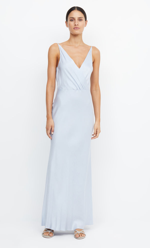 ADORE V MAXI DRESS - DUSTY BLUE