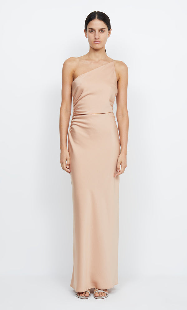 ETERNITY ASYM MAXI DRESS - ROSE GOLD