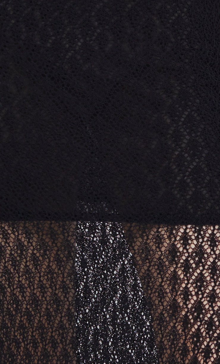 Maxi Black Cotton Mesh Skirt / Long Black Polka Dots Skirt