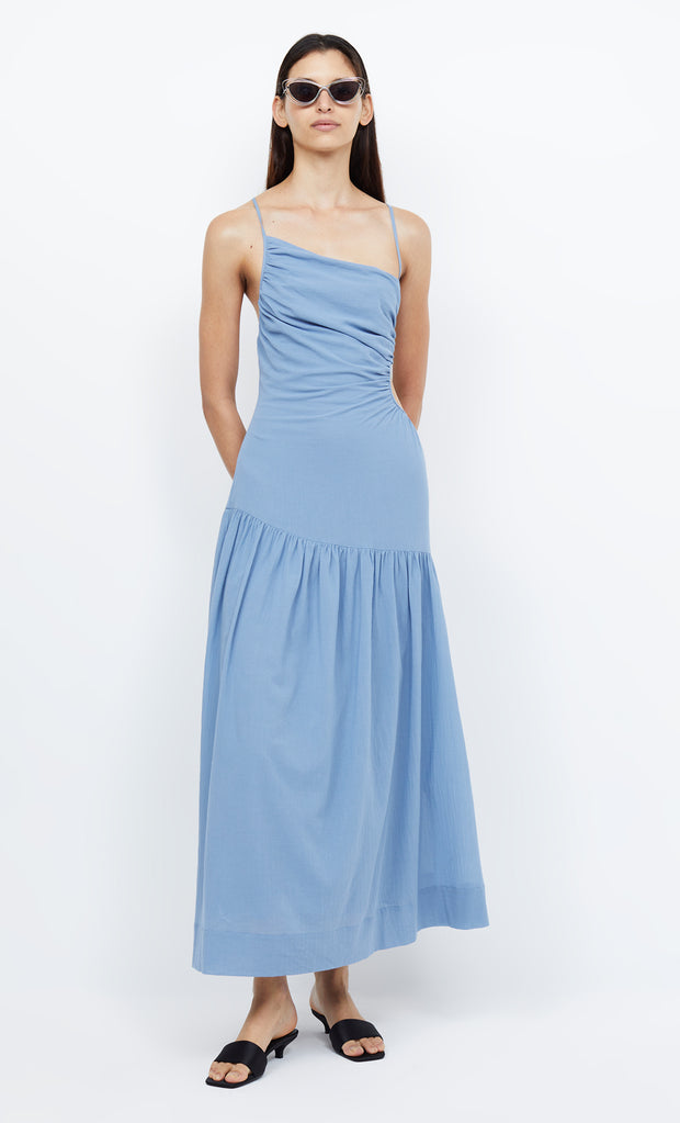 CALYPSO ASYM MAXI DRESS - MERIDIAN BLUE