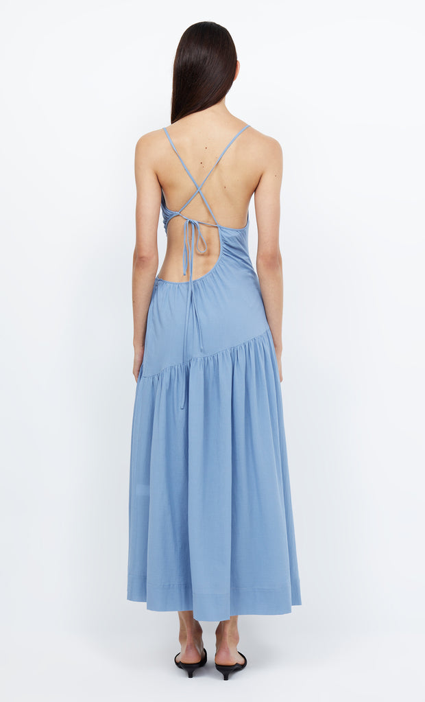 CALYPSO ASYM MAXI DRESS - MERIDIAN BLUE