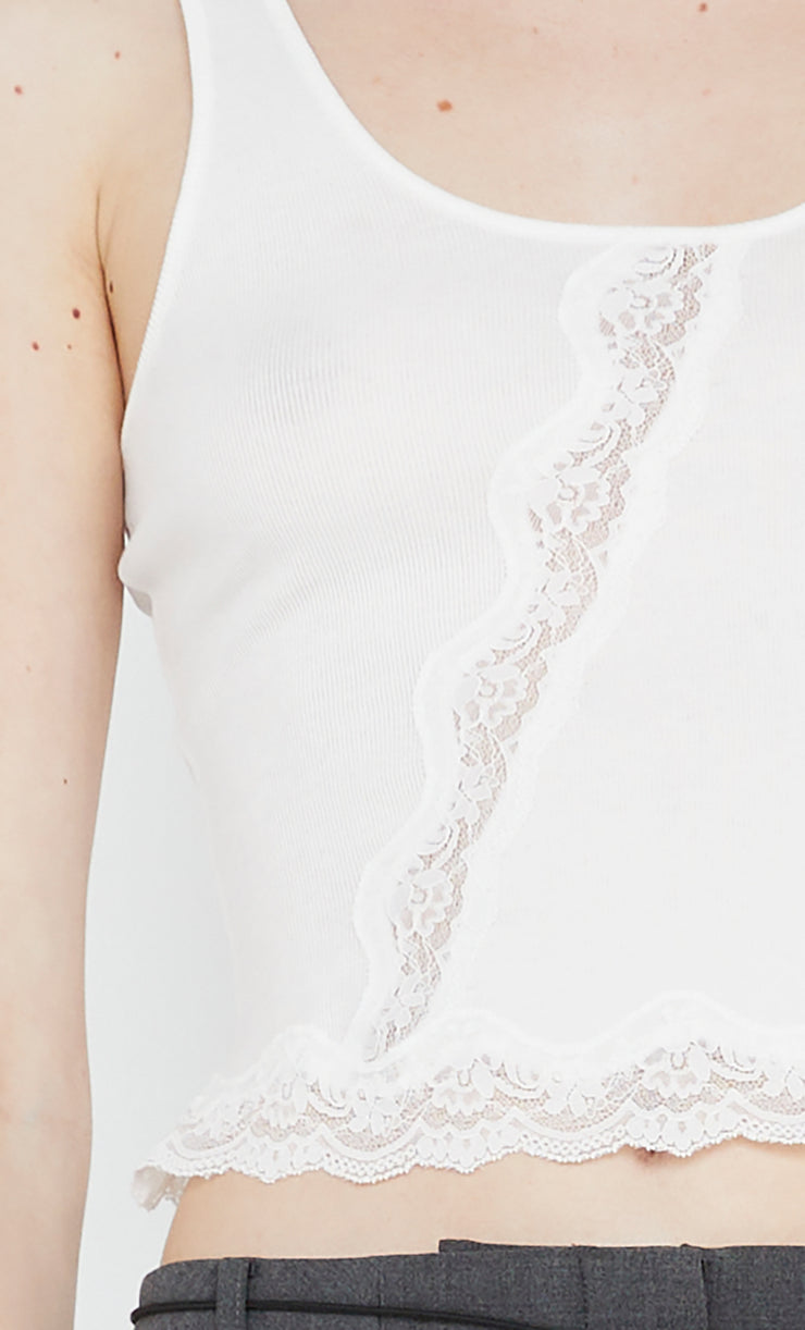 Amyra Tank in ivory with lace trim by Bec + Bridge