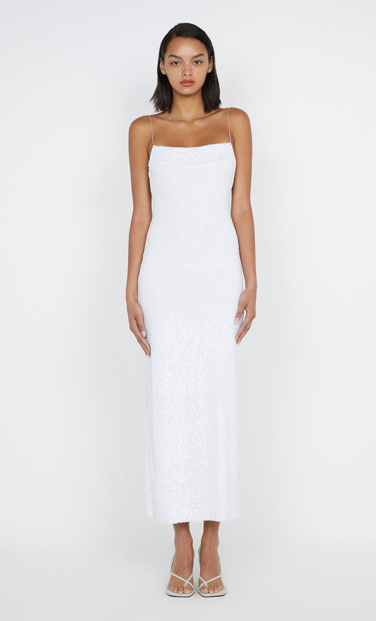 Aaliyah Sequin Maxi Dress in White by Bec + Bridge