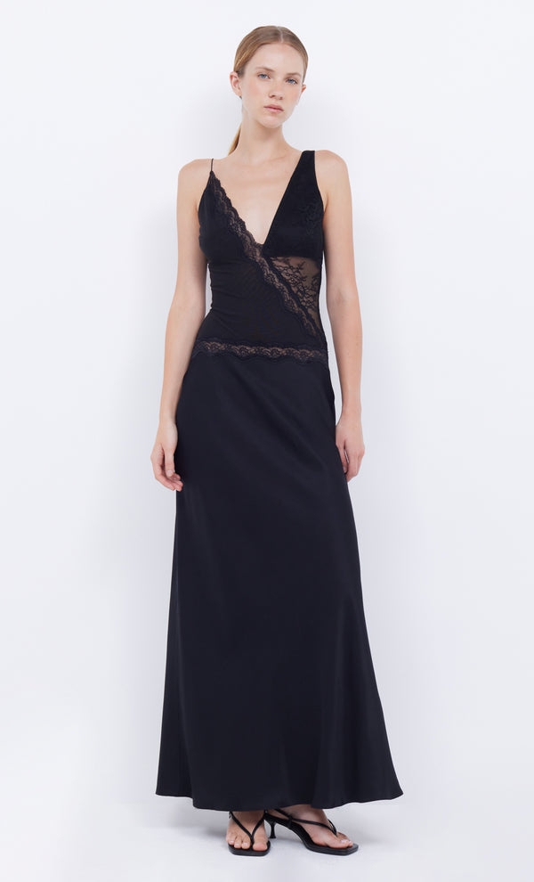 Abreille Black Lace Contrast Maxi Dress by Bec + Bridge