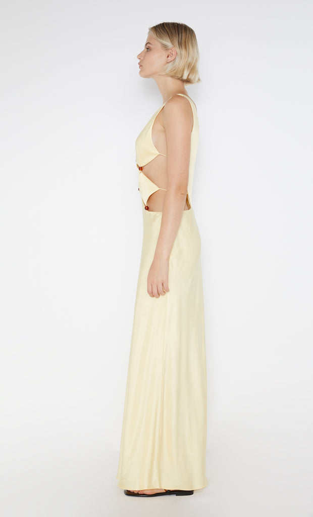 Agathe Diamond Dress in Butter Yellow with beads by Bec + Bridge