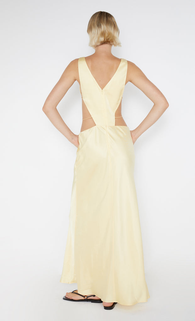 Agathe Diamond Dress in Butter Yellow with beads by Bec + Bridge