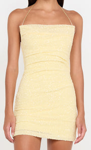 AISHYA ASYM MINI DRESS - BUTTER