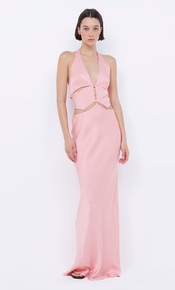 Alabama  Halter Dress in Pink Sherbet by Bec + Bridge