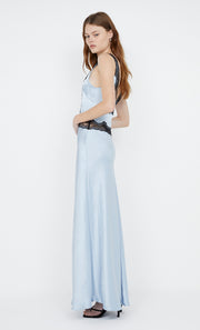 Allegra Lace Trim Dress in Dusty Blue with Black lace details by Bec + Bridge