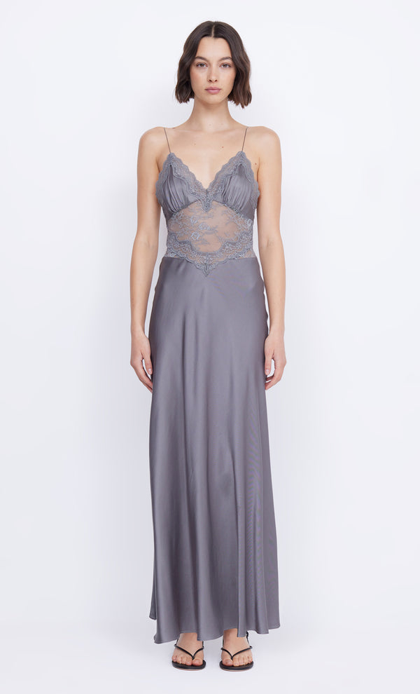 Amoras Maxi Dress in Grey with lace by Bec + Bridge