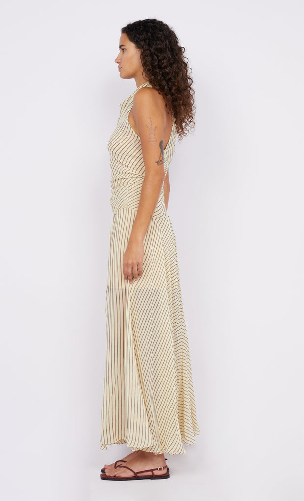 Anise High Neck Dress in Butter Plum Stripe by Bec + Bridge