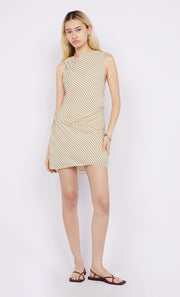 Anise Asym Mini Dress in Butter Yellow and Plum Pinstripe by Bec + Bridge