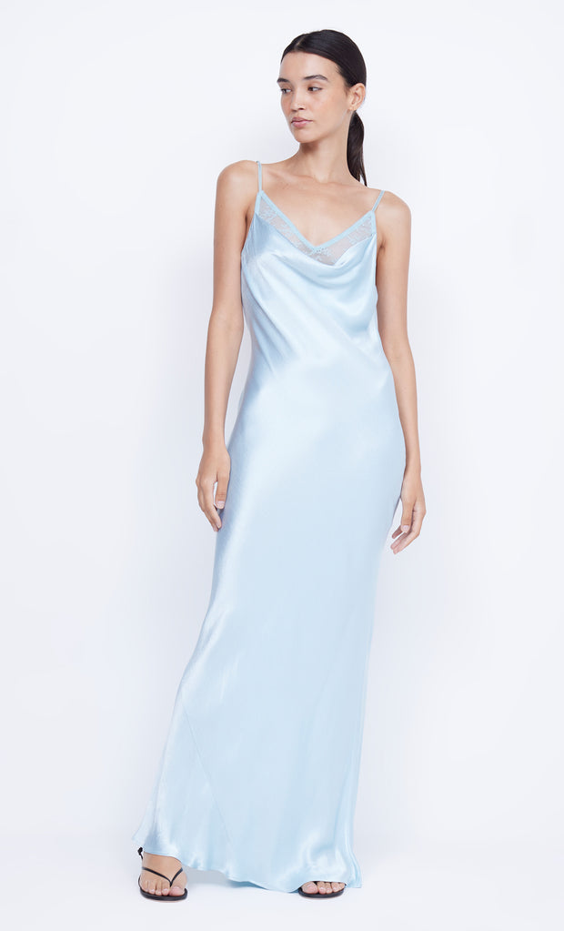 ARABELLA BACKLESS DRESS - DOLPHIN BLUE