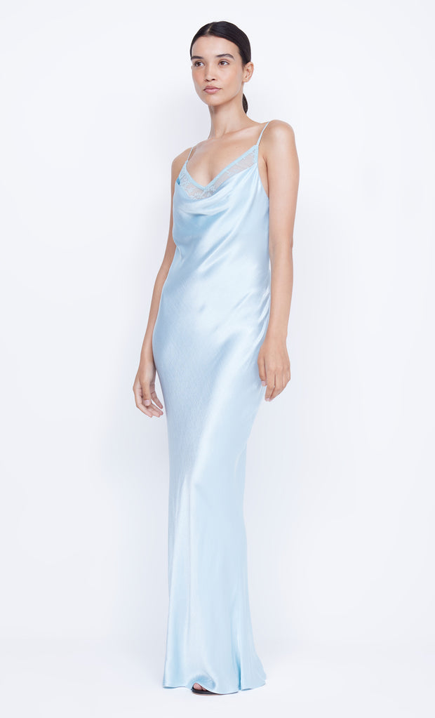 Arabella Backless Formal Dress in Dolphin Blue by Bec + Bridge