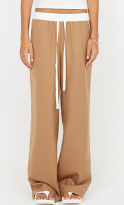 ASTER DRAWSTRING PANT - CAMEL/WHITE