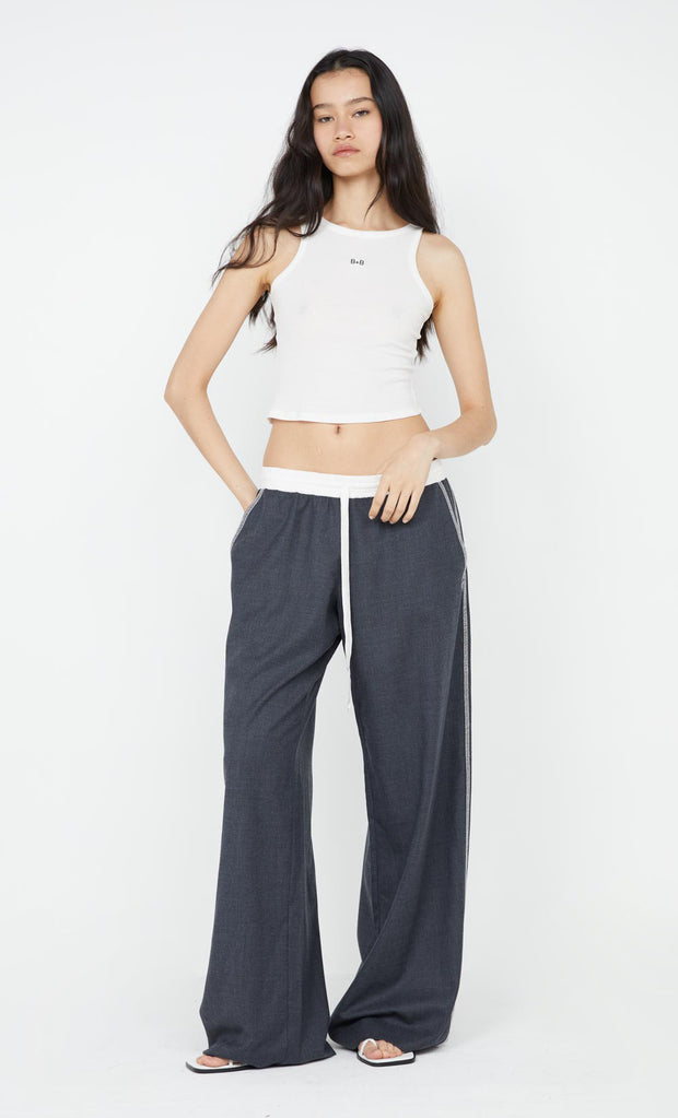 Aster Drawstring Pant in Charcoal and White by Bec + Bridge