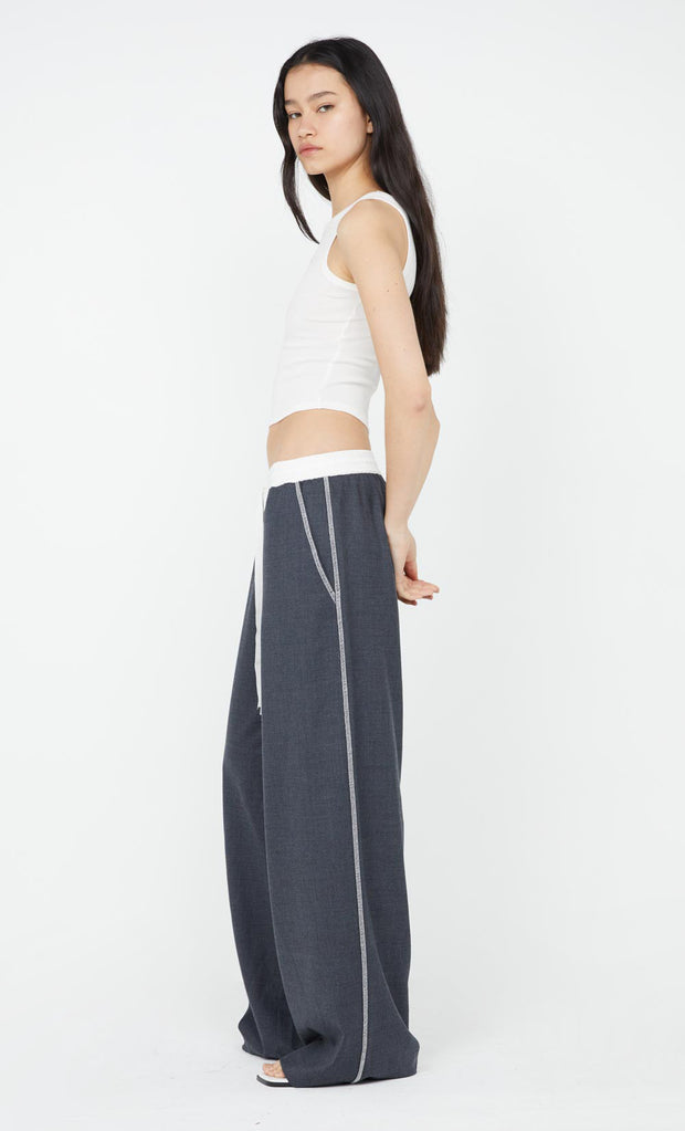 Aster Drawstring Pant in Charcoal and White by Bec + Bridge