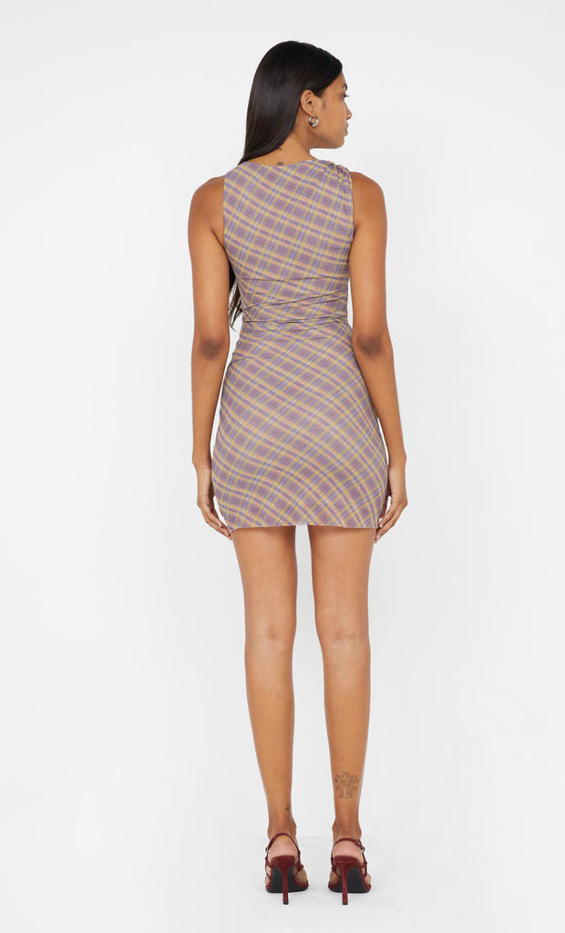 Aurelia Asym Mini Dress in Violet Check by Bec + Bridge