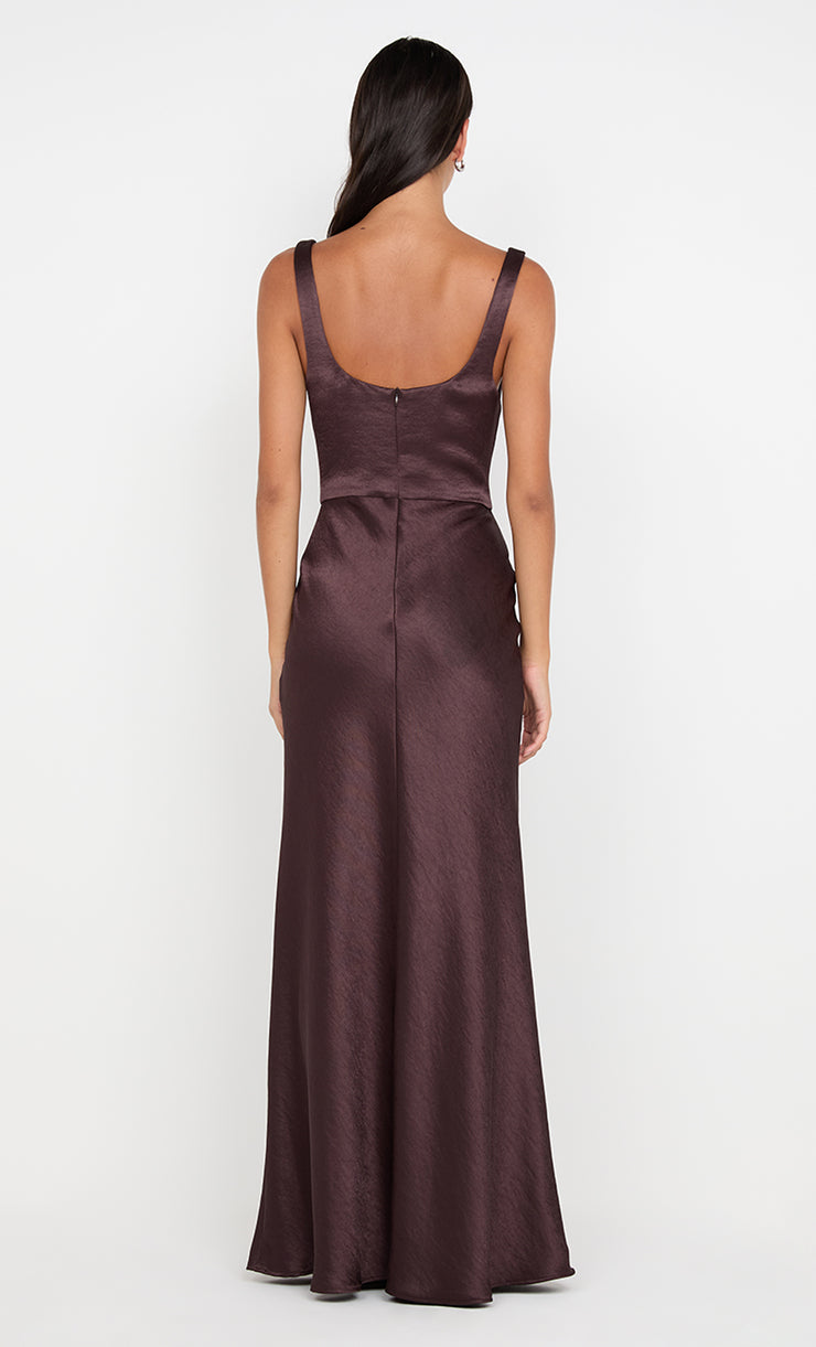 AUSTEN COWL NECK MAXI DRESS - DARK CHOCOLATE