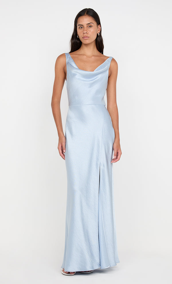 AUSTEN COWL NECK MAXI DRESS - DUSTY BLUE