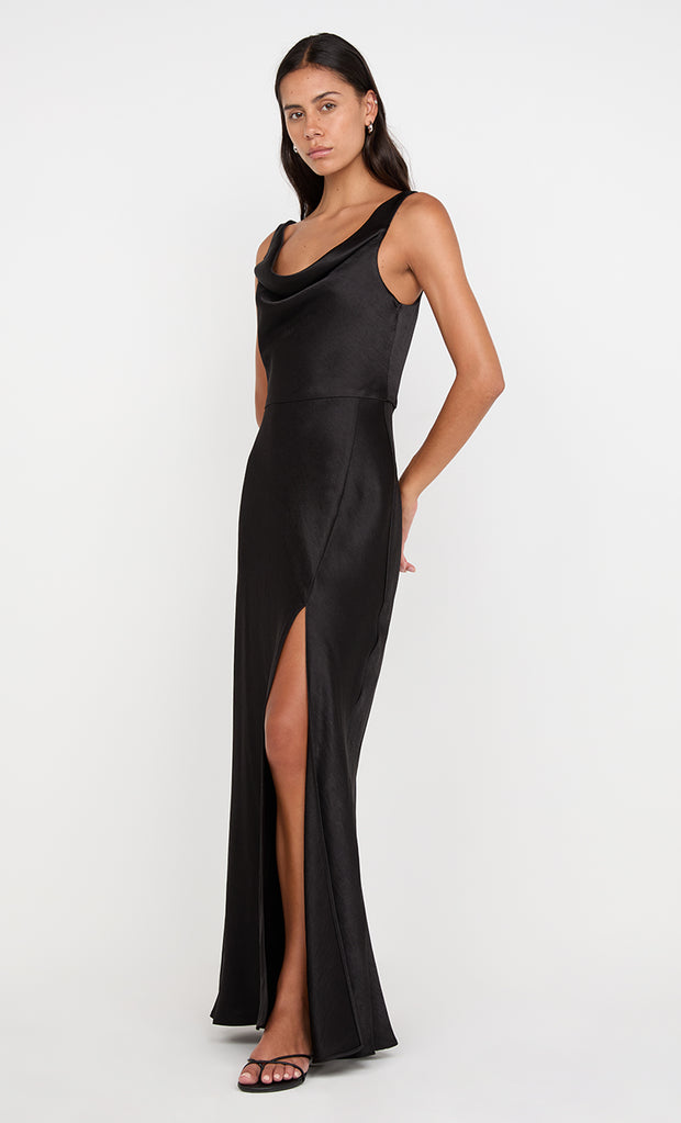 AUSTEN COWL NECK MAXI DRESS - BLACK