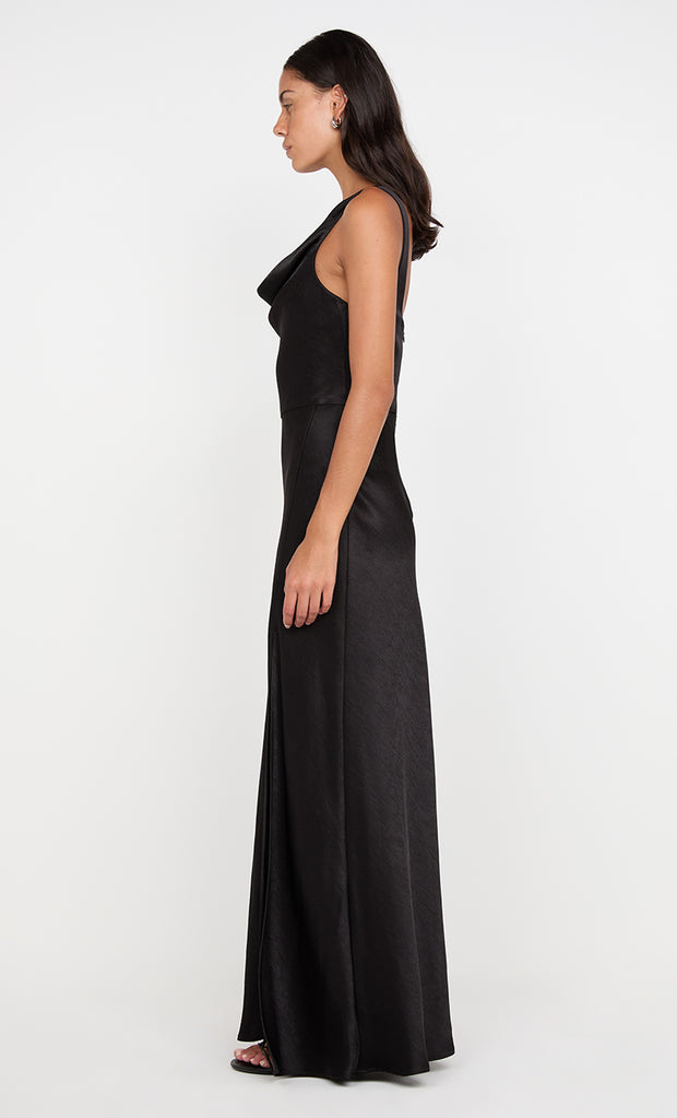 AUSTEN COWL NECK MAXI DRESS - BLACK