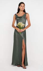 AUSTEN COWL NECK MAXI DRESS - DARK WILLOW