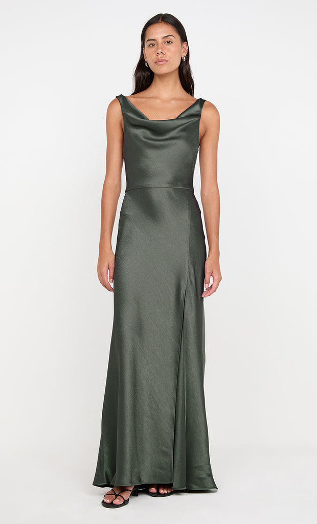 AUSTEN COWL NECK MAXI DRESS - DARK WILLOW