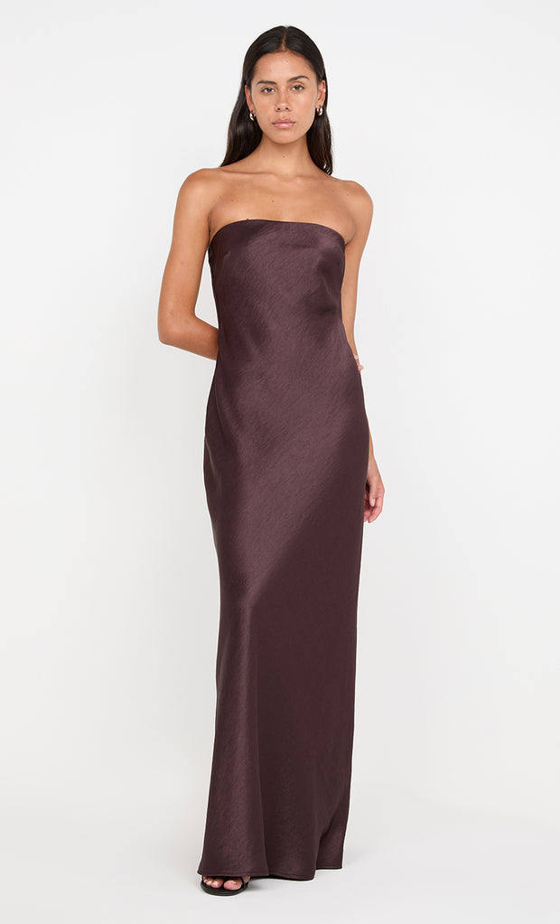 AUSTEN STRAPLESS MAXI DRESS - DARK CHOCOLATE