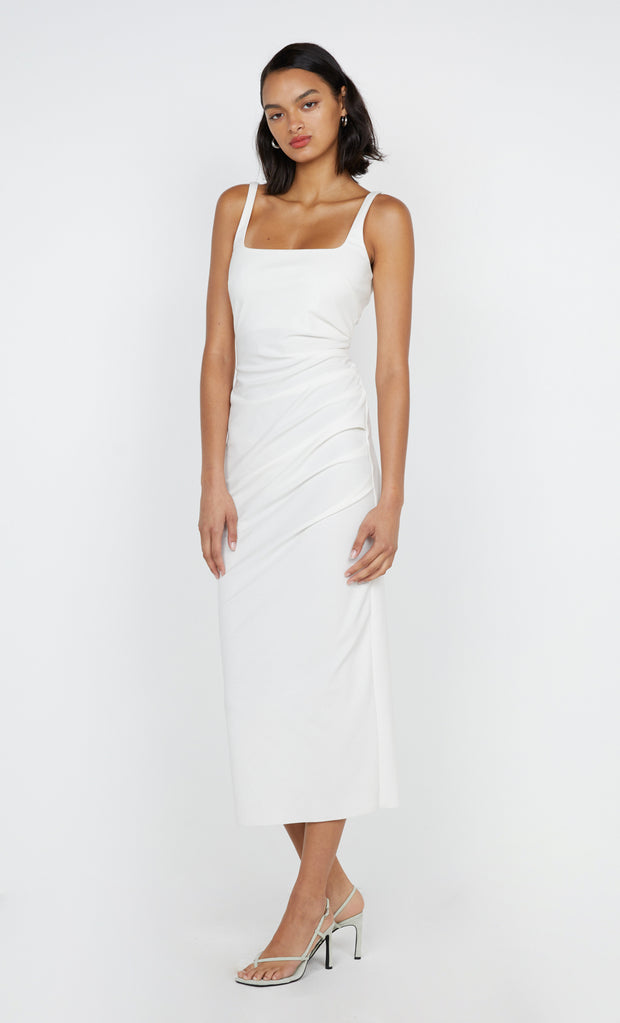 Aveline Tuck Midi Dress in White by Bec + Bridge