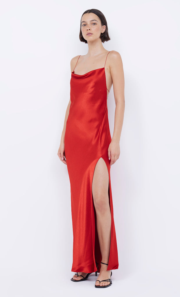 Ayala Cowl Maxi Dress in Crimson by Bec + Bridge