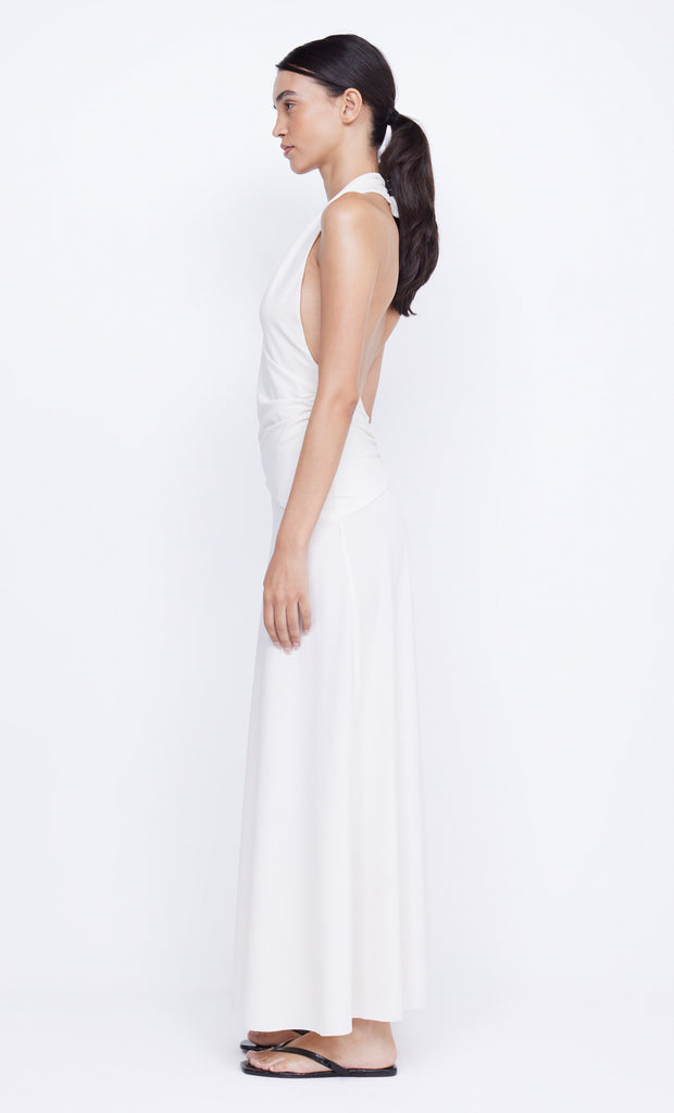 Blanche Halter Backless Maxi Dress in Ivory by Bec + Bridge