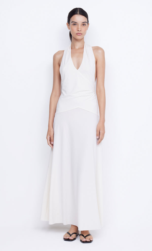 Blanche Halter Backless Maxi Dress in Ivory by Bec + Bridge