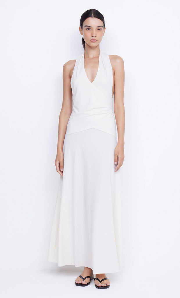 Blanche Halter Backless Maxi Dress in Ivory by Bec + Bridge