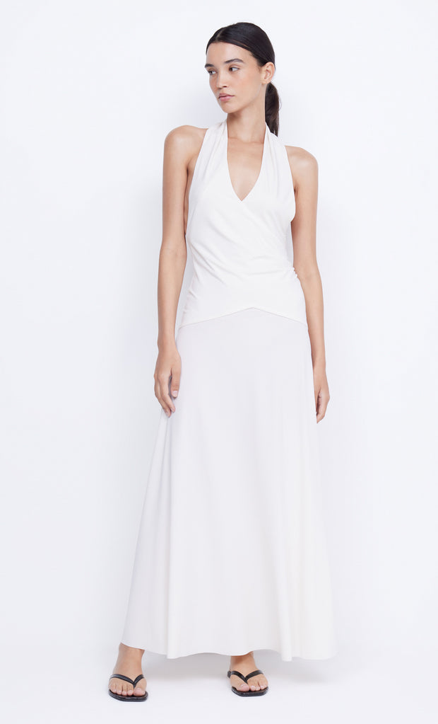 Blanche Halter Backless Maxi Dress in Ivory by Bec + Bridge