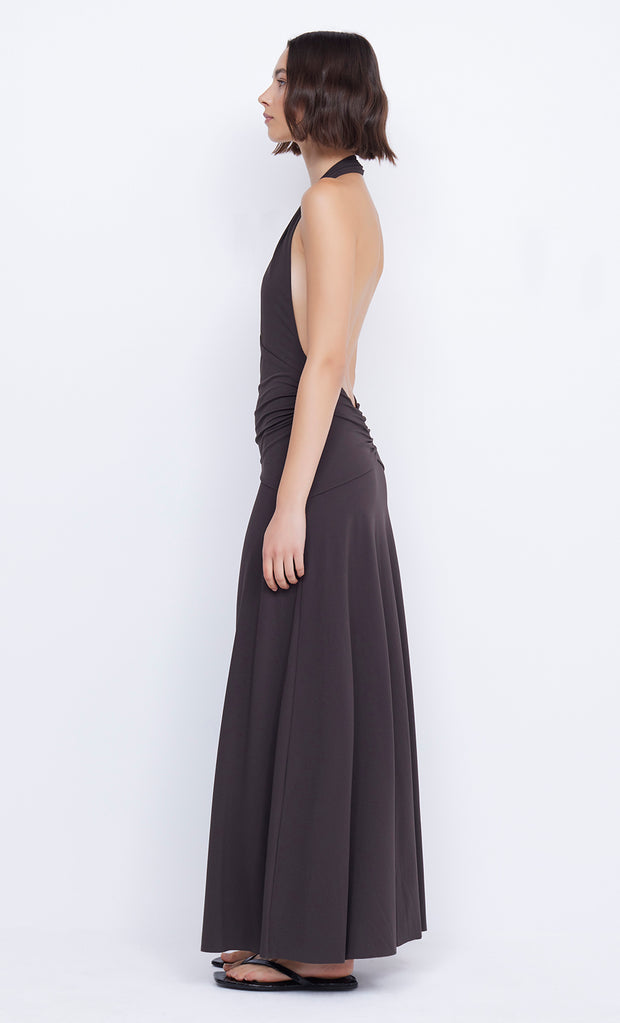 Blanche Halter Maxi Dress in Espresso by Bec + Bridge