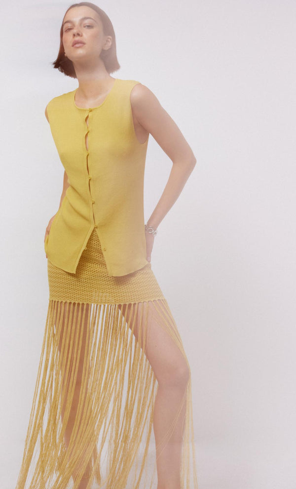 CALISTA FRINGE MINI SKIRT - CITRUS