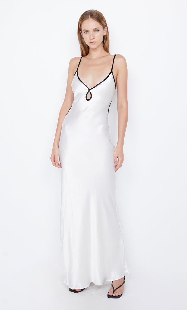 Cedar City Maxi Dress Cut Out Back in Ivory and Black by Bec + Bridge