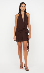 CELYSE MINI DRESS - DARK CHOCOLATE