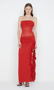 CELYSE STRAPLESS DRESS - ROUGE