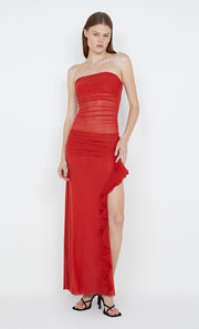 CELYSE STRAPLESS DRESS - ROUGE