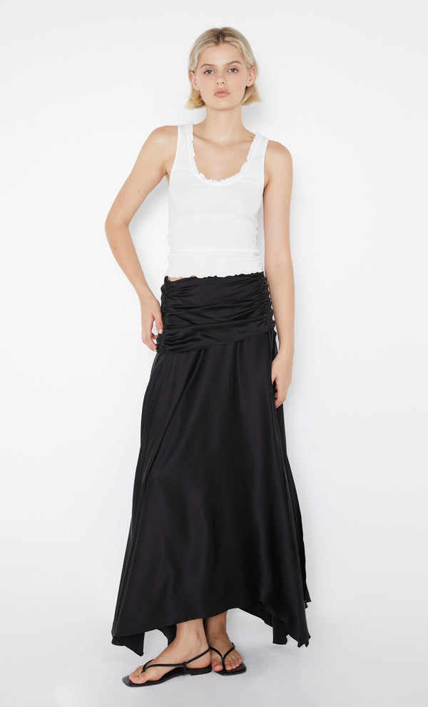 Chantilly Silk Ruched Skirt in Black by Bec + Bridge