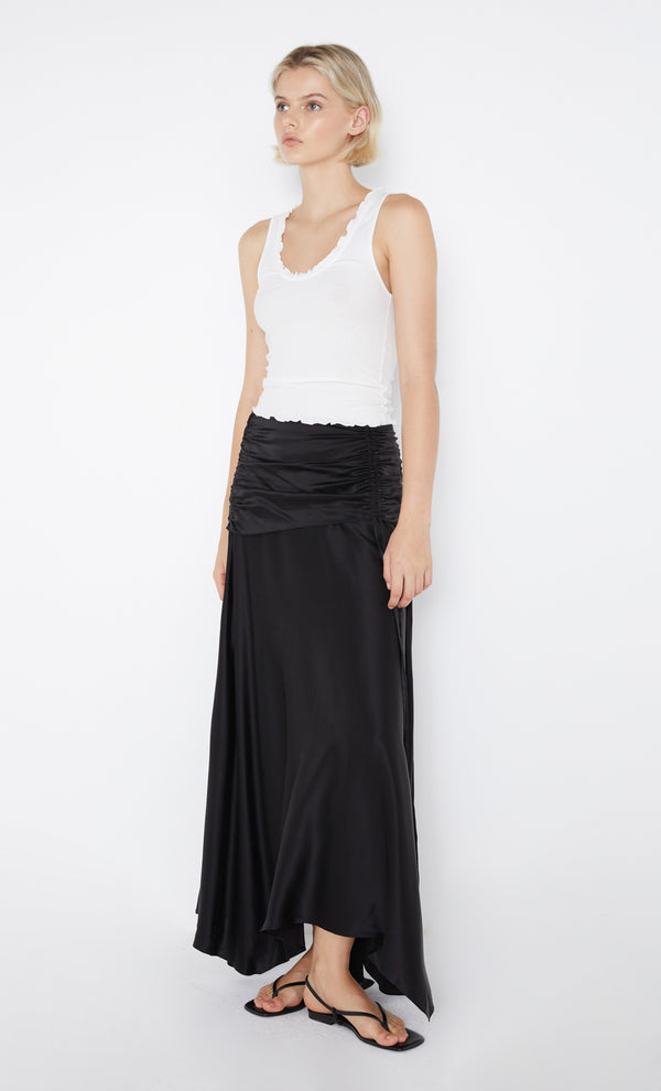 Chantilly Silk Ruched Skirt in Black by Bec + Bridge