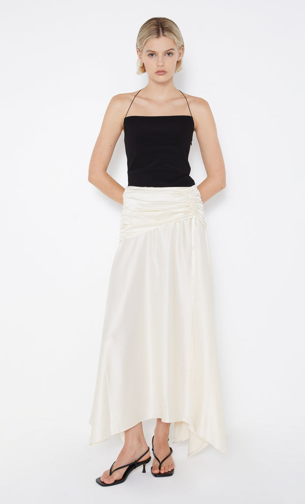 Chantilly Silk Ruched Skirt in Ivory by Bec + Bridge