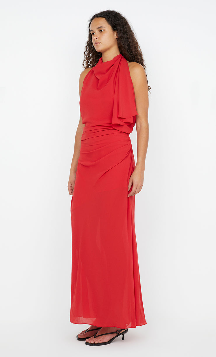 CLARICE DRAPE DRESS - ROUGE