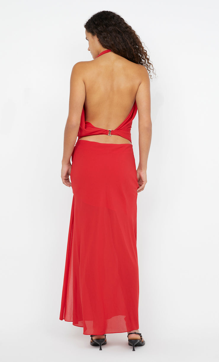 CLARICE DRAPE DRESS - ROUGE