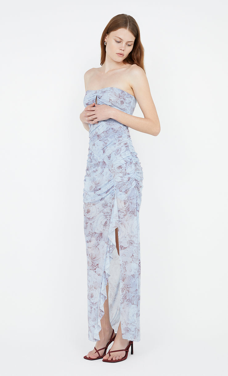 Danica Strapless Maxi Dress in Chambray Rose print by Bec + Bridge