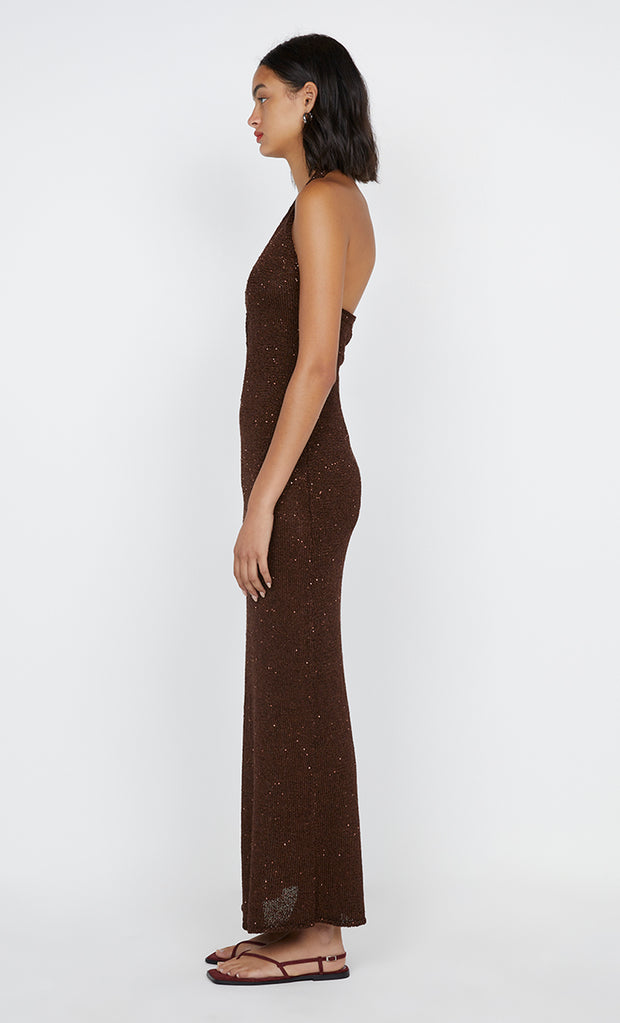 Delfina Halter Midi Dress in Chocolate by Bec + Bridge